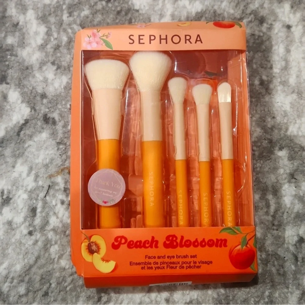 Sephora Peach Blossom Brush Set with Orange Handles